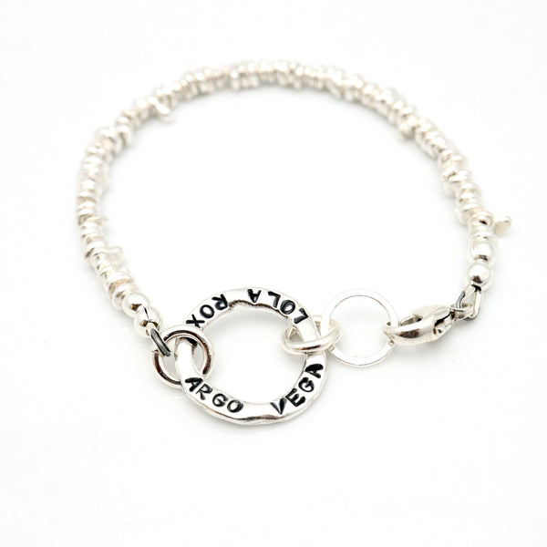 Bold Circle Link Personalized Bracelet with Freeform Nuggets