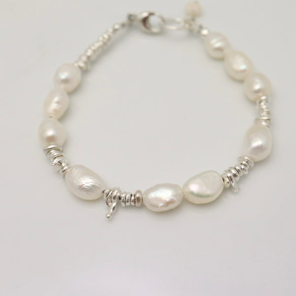 Fresh Water Pearl & Freeform Beaded Bracelet