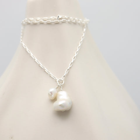 Keshi Pearl & Silver Necklace
