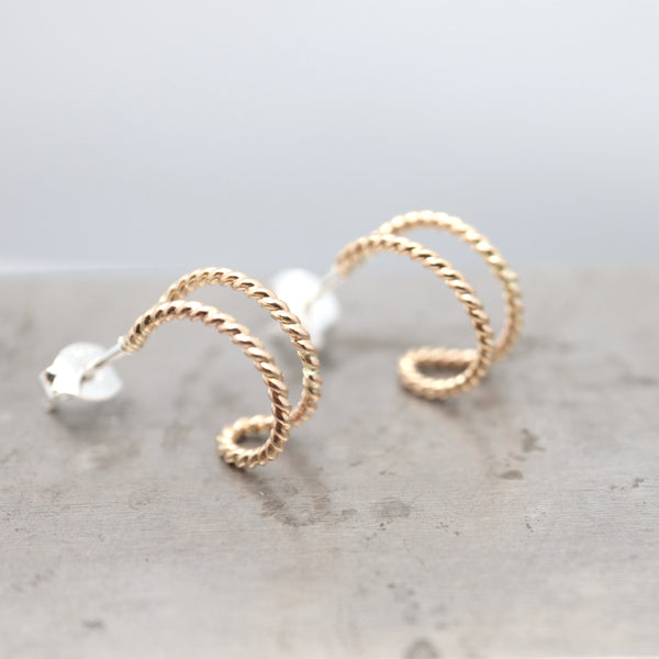 Entwined Collection:  Gold Crescent Stud Earrings