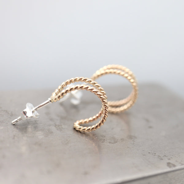 Entwined Collection:  Gold Crescent Stud Earrings