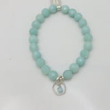 Entwined Collection:  Natural Amazonite with Silver Link & Aquamarine Stretch Bracelet
