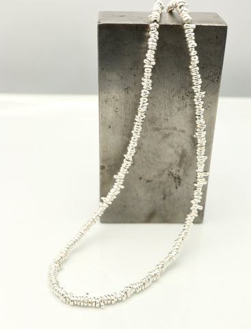 Freeform Silver Beaded Necklace