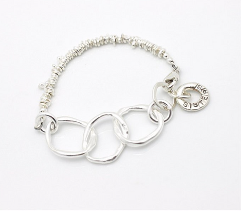 Personalized Three Link & Circle Charm Bracelet