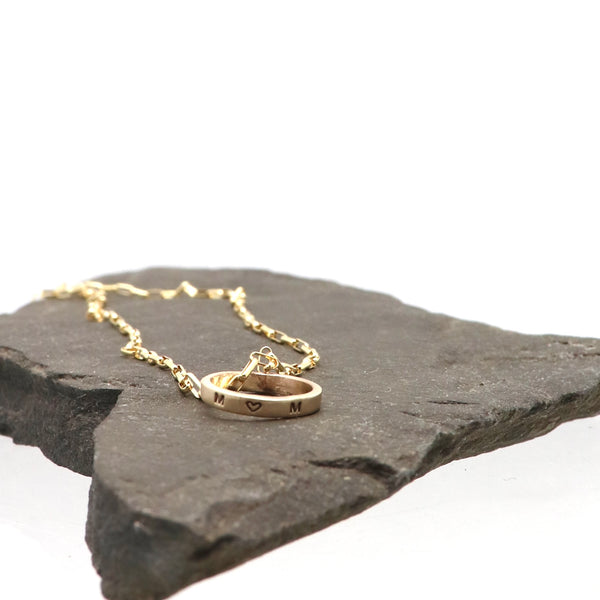 ONE Petite14 KT SOLID GOLD Ring Necklace