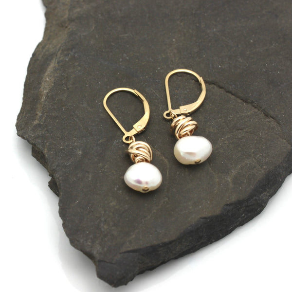 HERA Collection:  HERA Gold Wrapped Pearl Earrings