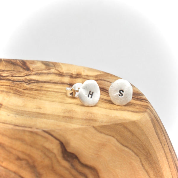 Personalized Freeform Silver Circle Studs