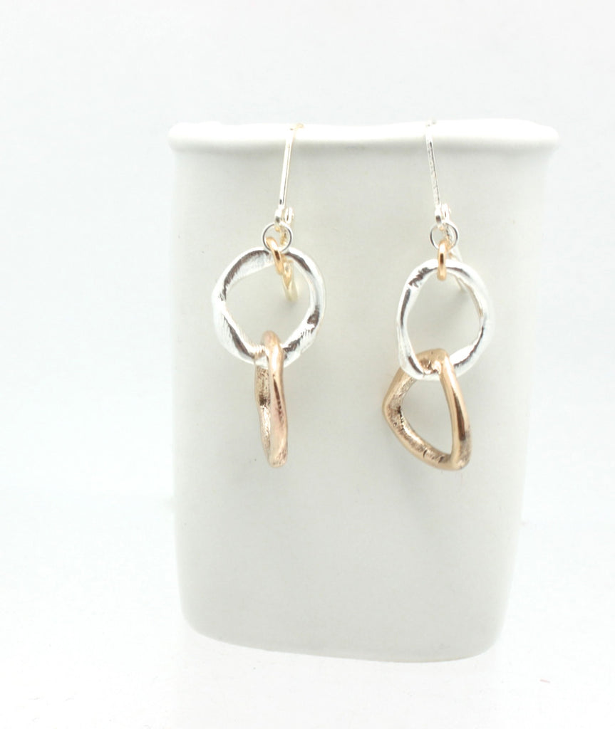 LINKS Collection - Entwined Bronze & Fine Silver Chunky Earrings