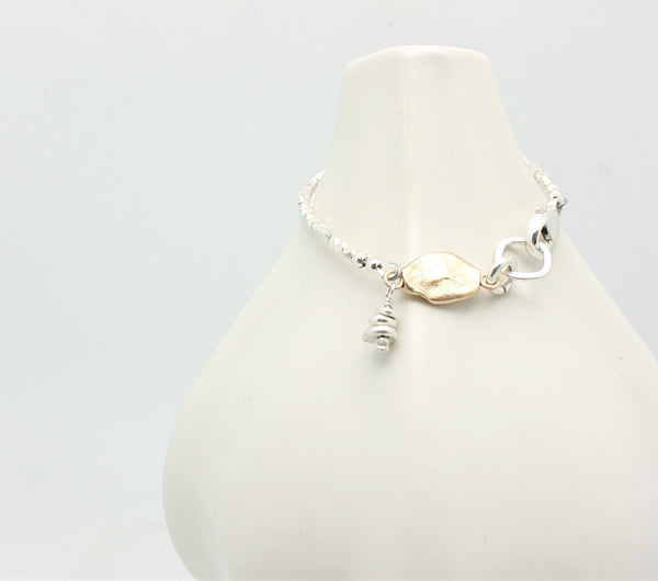 Pebble Bracelet with Silver Pebble Charm