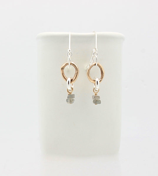 Bronze Petite Link & Labradorite Earrings