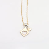 HEART Collection: Cutout Heart & Petite Heart Necklace - Gold