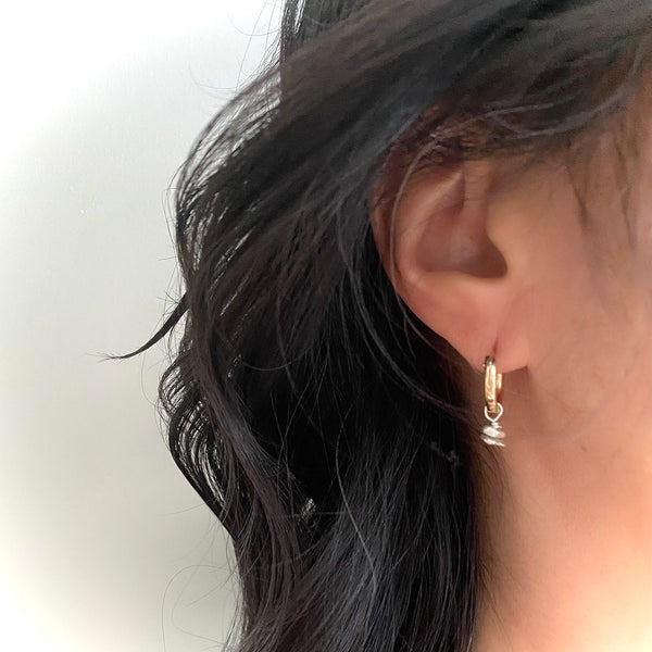 GOLD Elements:  Petite MOD Gold Hoops & Silver Charm