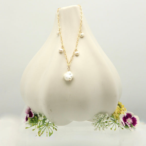 Cascade Keshi Pearl Drop Necklace