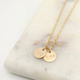 Personalized Two Petite Gold Disc Pendant Necklace