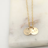 Personalized Two Petite Gold Disc Pendant Necklace