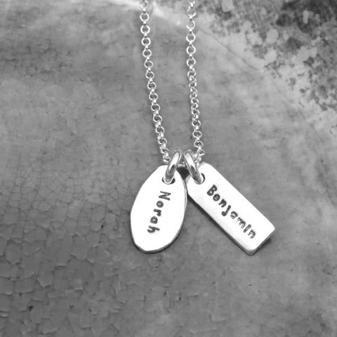 One Oval One Rectangle Personalized Necklace