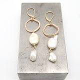 Two Pearl & Gold Link Earrings
