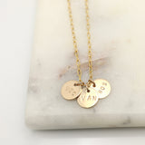 Personalized 3 Petite Gold Disc Pendant Necklace
