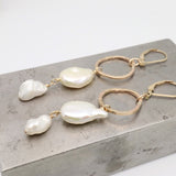 Two Pearl & Gold Link Earrings
