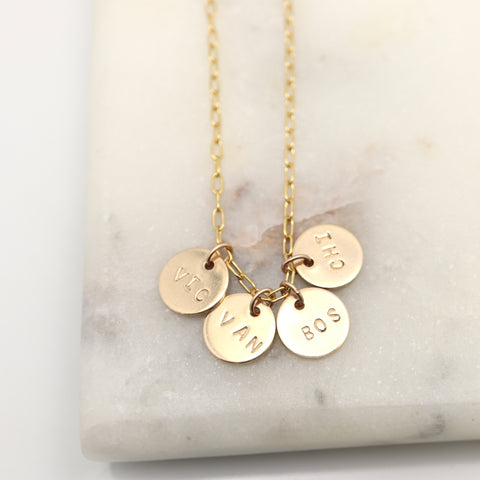 Personalized 4 Petite Gold Disc Pendant Necklace