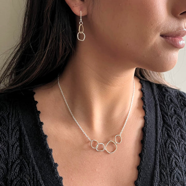 Entwined Collection:  Petite Entwined Gold & Silver Linked Hoops