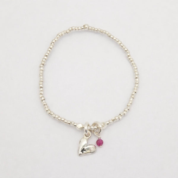 Silver Initial Heart Bracelet
