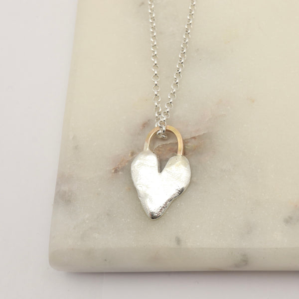 Silver Heart & Hook Necklace - Sterling Silver Chain