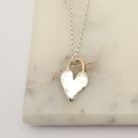 Silver Heart & Hook Necklace - Sterling Silver Chain