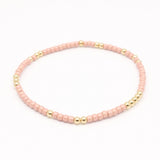 Japanese Toho Seed Beads & Gold Stretch Bracelet - Frosted Blush