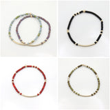 Alpine Blue Green Japanese Toho Seed Bead & Gold Bar Bracelet