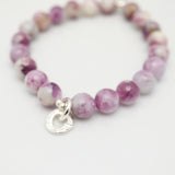 Alpine Collection:  Purple Mica Stone & Boulder Link Charm Stretch Bracelet