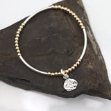 Alpine Collection: Silver Bar Gold Bead & Boulder Charm Bracelet