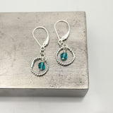 December - Blue Zircon Crystal Birthstone Sterling Silver Earrings