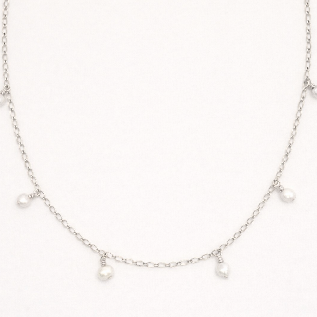 Pearl necklace on a white background