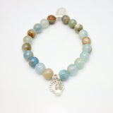 ERSA Blue Calcite & Silver Twist Charm Stretch Bracelet