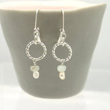 ERSA Silver Twist Amazonite & Pearl Earrings