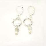 ERSA Silver Twist Amazonite & Pearl Earrings