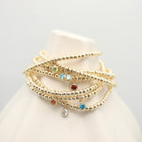 March - Aquamarine Birthstone GOLD Beaded Bracelet