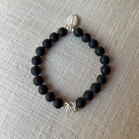 Halo Collection: Onyx Stone & Sterling Silver Halo Twist Charm
