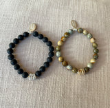 Halo Collection:  Jasper Rocky Butte Stone & Gold Halo Twist Charm