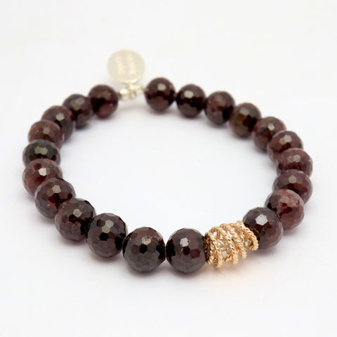 Halo Collection:  Garnet Stone & Gold Halo Twist Charm