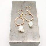 One Pearl & Gold Link Earrings