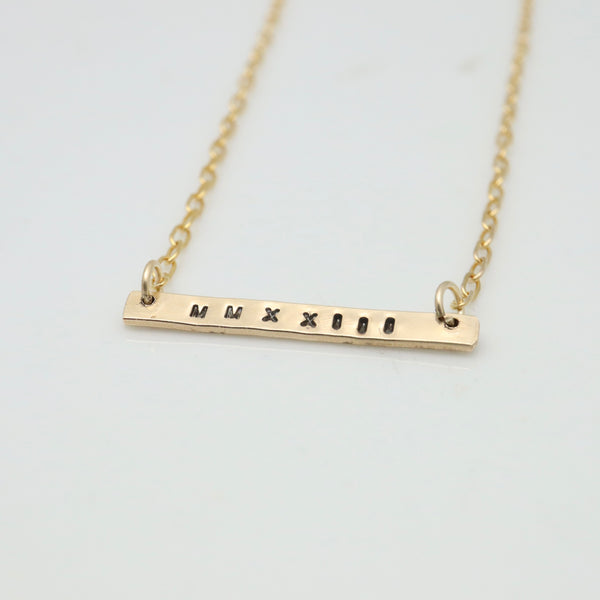 GRAD MMXXIII (2023) Collection:  14 kt gold filled Bar Necklace