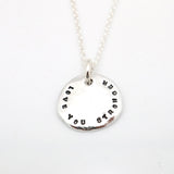 Freeform Fine Silver Solid Circle Pendant Personalized Necklace