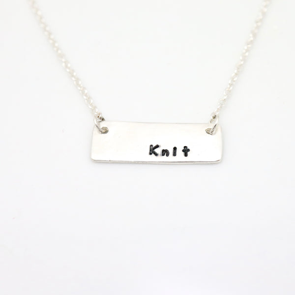 Rectangle Personalized Bar Necklace - Fine Silver