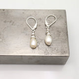 Fresh Water Pearl Drop Earrings - Silver