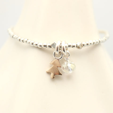 Christmas Tree Fine Silver Bracelet