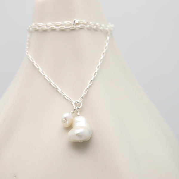 Keishi Pearl & Silver Necklace