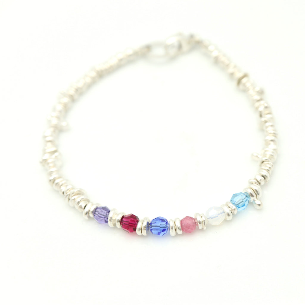 Silver Freeform Beaded Birthstone Bracelet