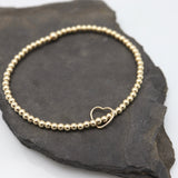 Gold Filled Open Heart Beaded Stretch Bracelet
